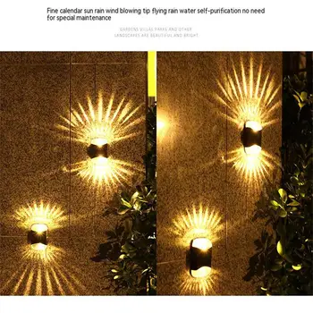 4 Vnt Saulės LED Sieninis Apšvietimas 4 LED Tvora Saulės Šviesos Vandeniui Aukštyn Žemyn Sodo Žiburiai, Lauko Sodo, Kiemo Dekoracija
