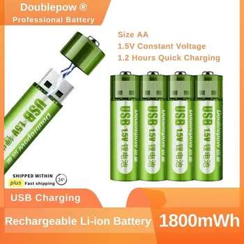 Doublepow 1,5 V 1800mWh USB Įkraunama Ličio Baterija AA Bateria Elektros Žaislas Nuotolinio Valdymo Ventiliatoriaus Pilas Recargables AA