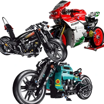 Naujas aukštųjų technologijų Miesto Greičio Sporto Motociklų Lenktynių Moto Transporto priemonės modelio Blokai Motociklą plytų Žaislai, dovanos Vaikams