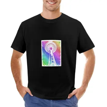 Sietlas Vašingtonas Kosmoso Adata spalvinga piešimo T-Shirt juokingi marškinėliai berniukams gyvūnų spausdinti marškinėliai žmogus, drabužiai vyrams, t marškiniai